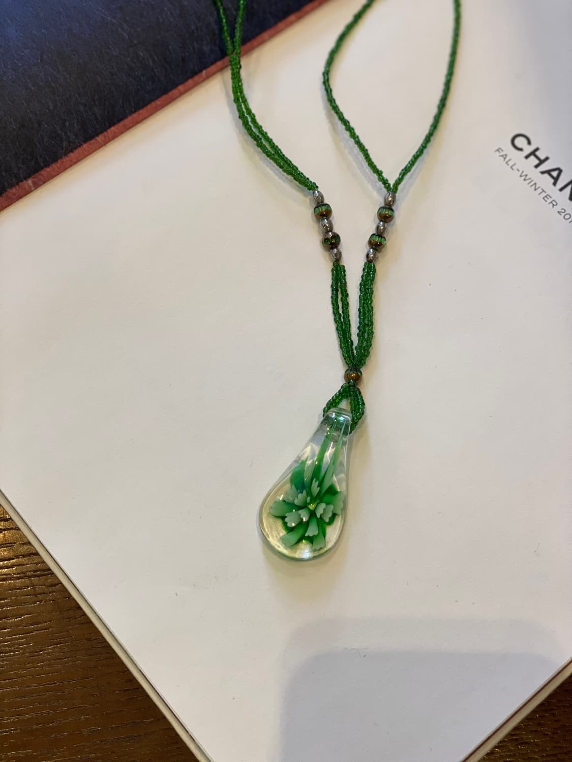 빈티지 그린 드롭 비즈 목걸이 상품이미지2