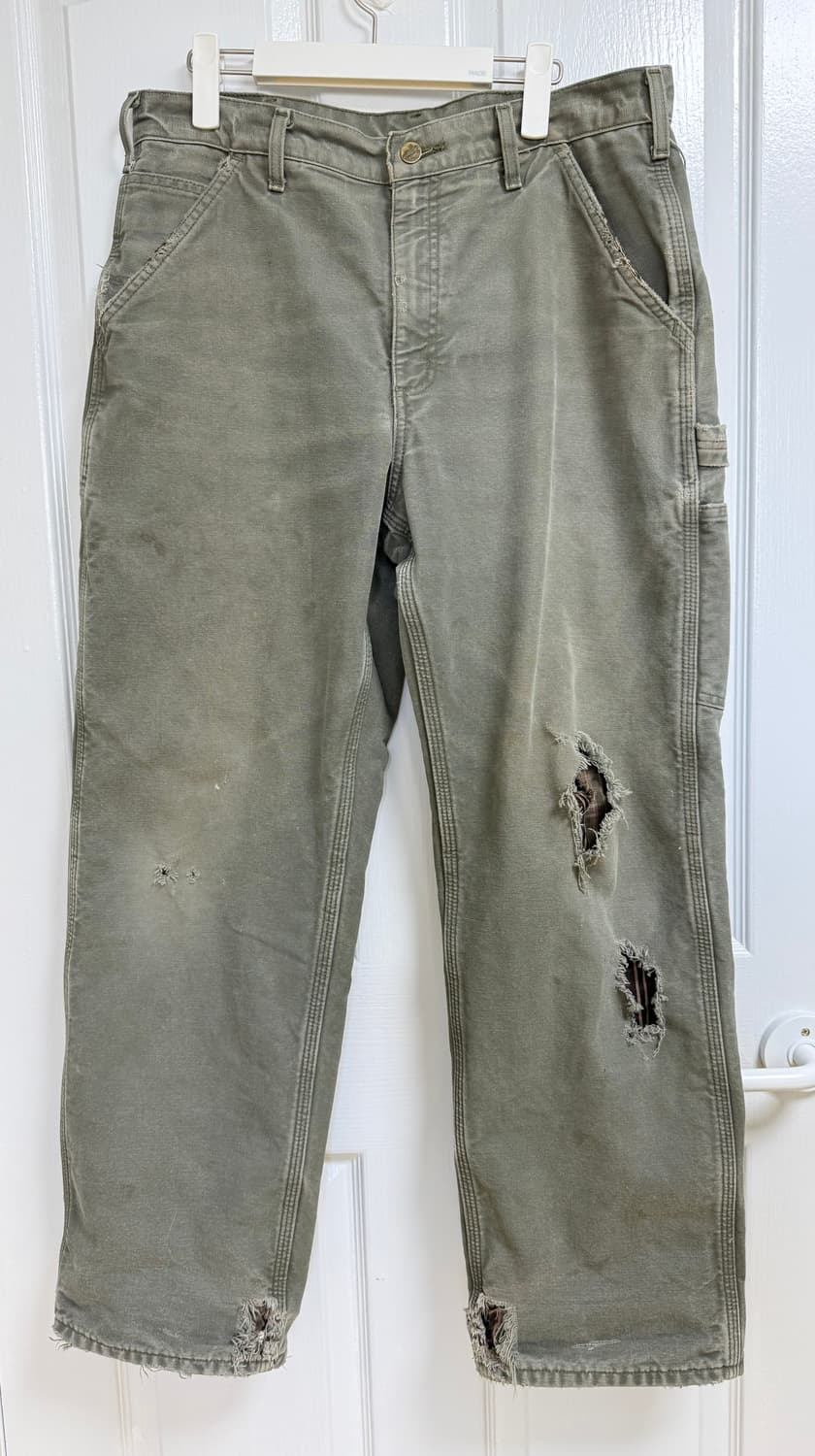 칼하트 빈티지 모스그린 플란넬 팬츠 34x30 상품이미지1