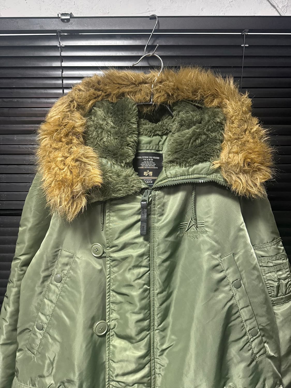 알파인더스트리 N-3B 하이넥 야상 누빔 밀리터리 워크 피쉬테일 털 M 상품이미지4