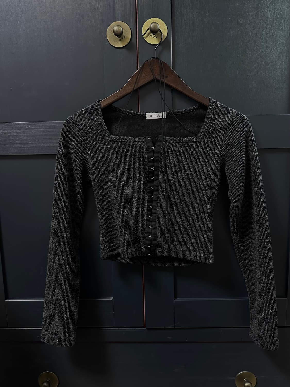벨리아르 스퀘어 니트 후크 가디건 상품이미지2