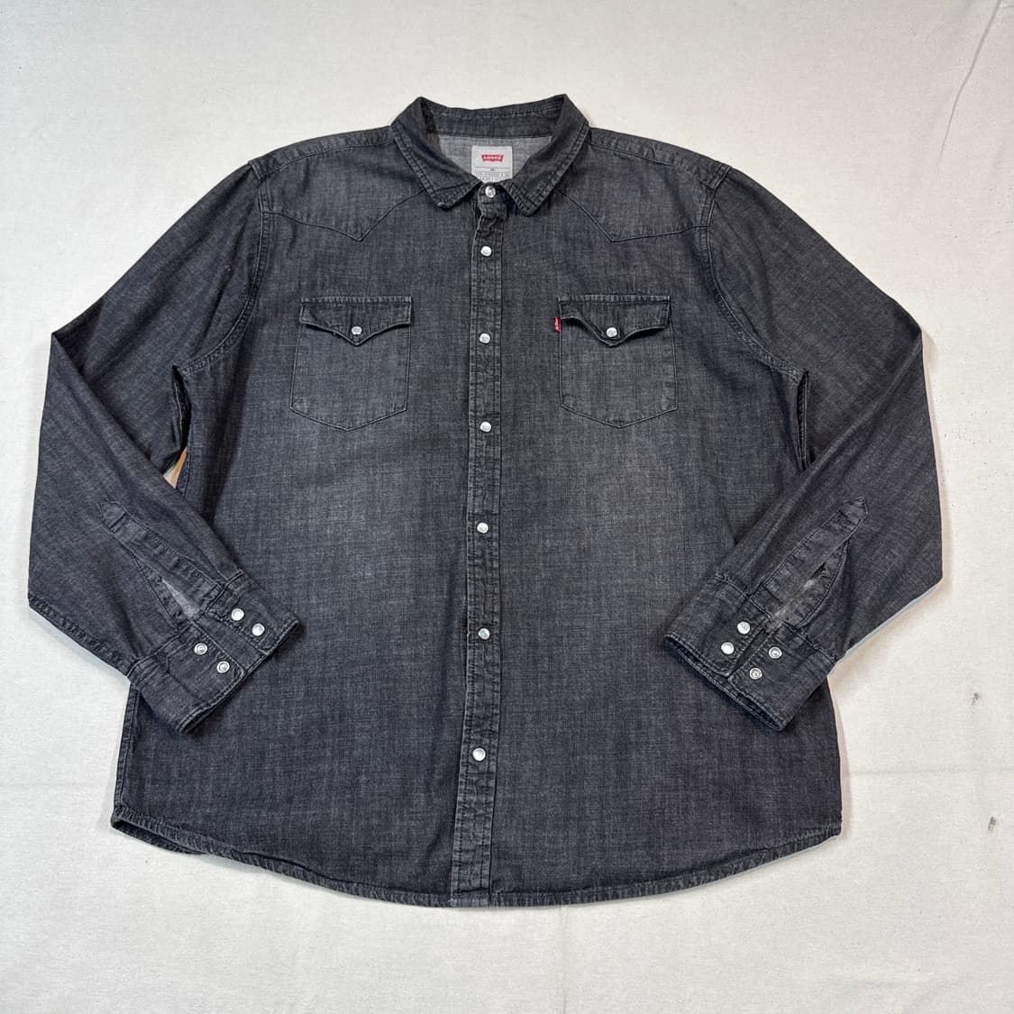 XL) 리바이스 투포켓 웨스턴 흑청 데님 셔츠 상품이미지1