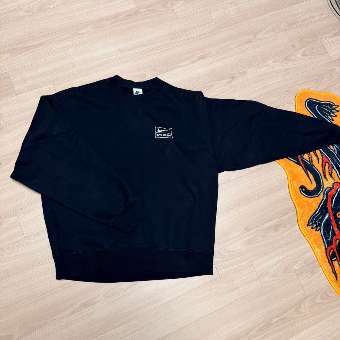 [M] 나이키 x 스투시 NRG 워시드 플리스 크루넥 블랙  상품이미지1