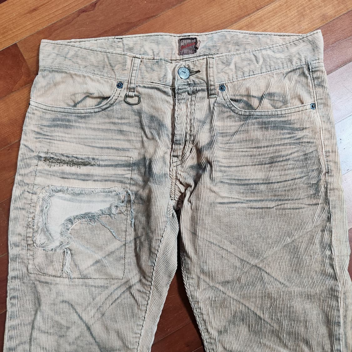 잭로즈 아메카지 웨스턴 골덴 세미 부츠컷 데미지 팬츠 상품이미지3