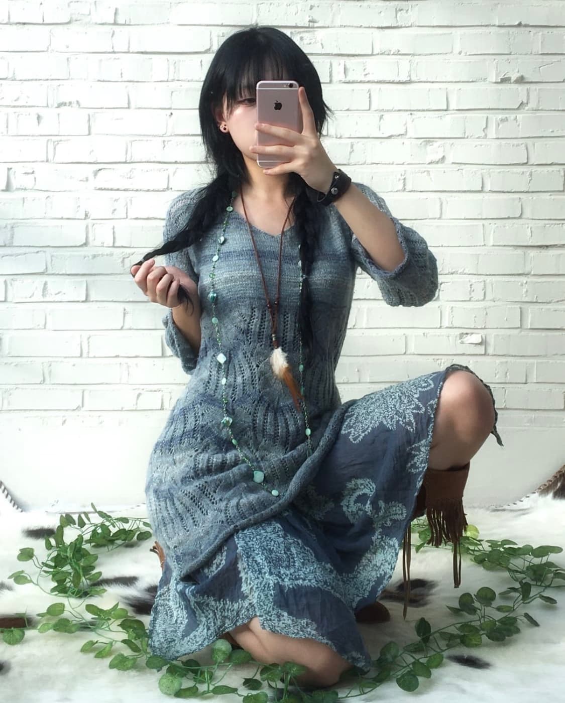 빈티지 그라데이션 니트 원피스 상품이미지1