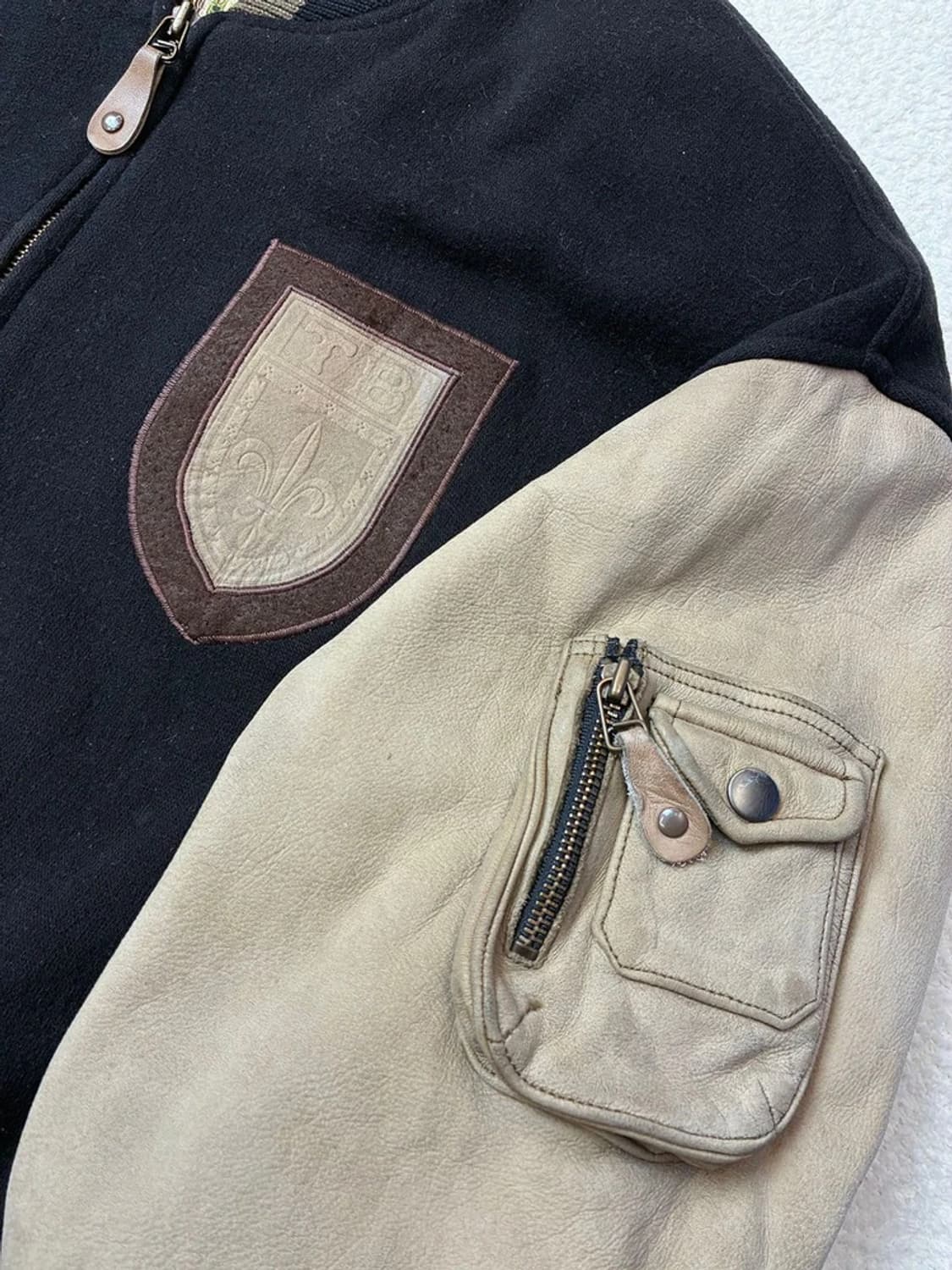 톰보이 80's 소가죽 배색 바시티 자켓 PN5875 상품이미지3