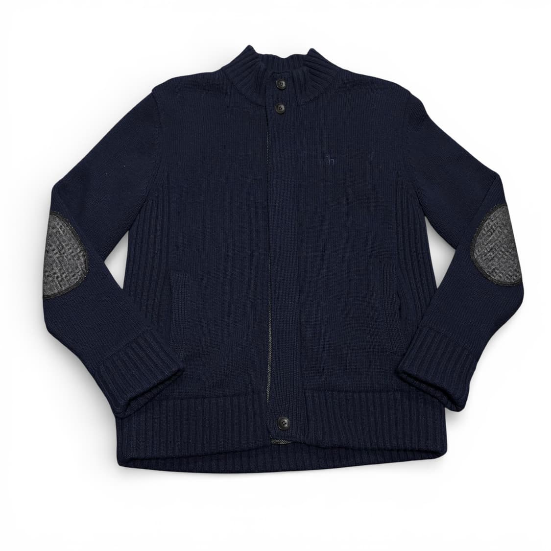 95 헤지스 네이비 보아털 엘보우패치 니트집업 상품이미지1