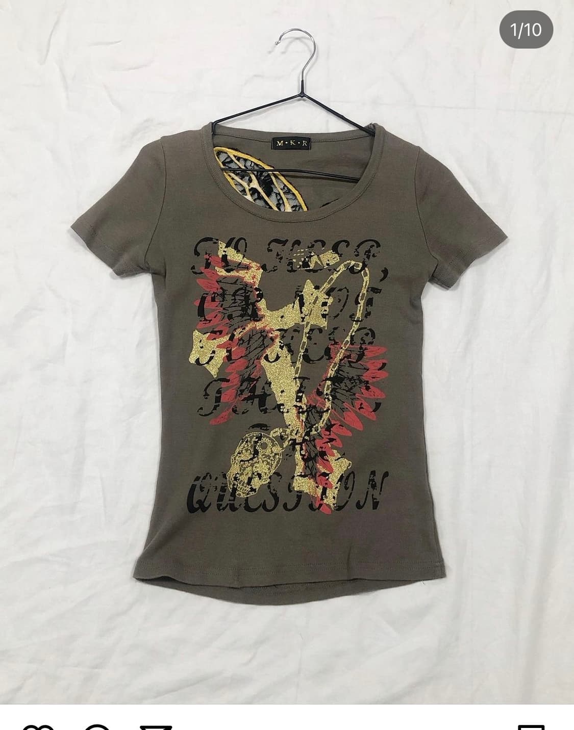 빈티지 그런지 프린팅 시스루 반팔 티셔츠 오리엔탈 펑크 상품이미지1