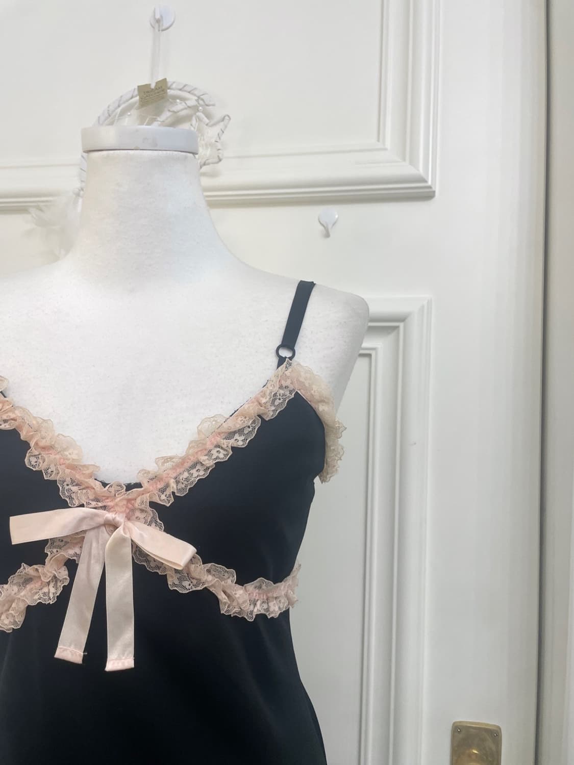 black coral lace trim bow lovely opc 상품이미지6