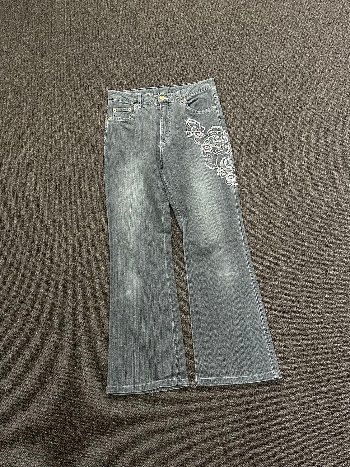 OS)일본 빈티지 여성 오리엔탈 자수 부츠컷 팬츠 상품이미지4