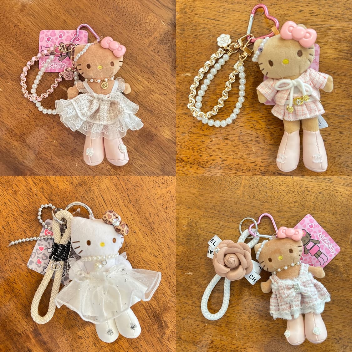 (8)롱다리키티 커스텀키링. -크림 레이어드 레이스 원피스 상품이미지3