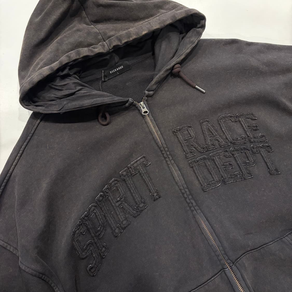 [L] 버커루 빈티지 다잉 워싱 후드집업 카키 그레이 D841 상품이미지3