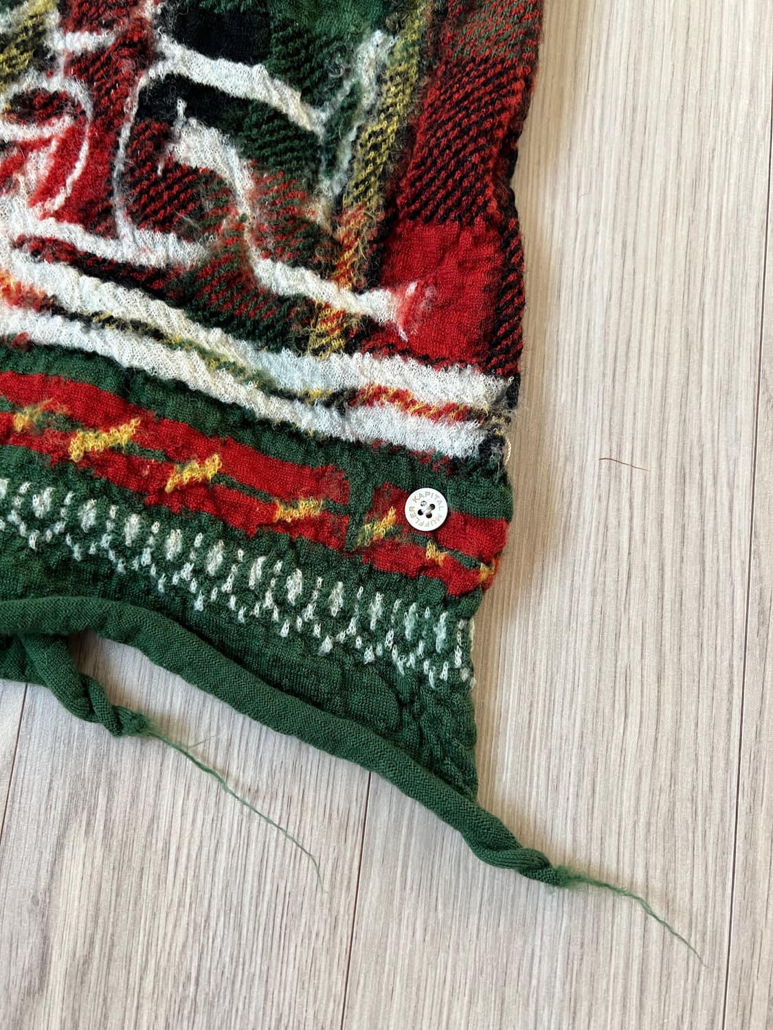 (새상품) 캐피탈 풀 렝스 울 타탄 아이누 머플러 그린 상품이미지5