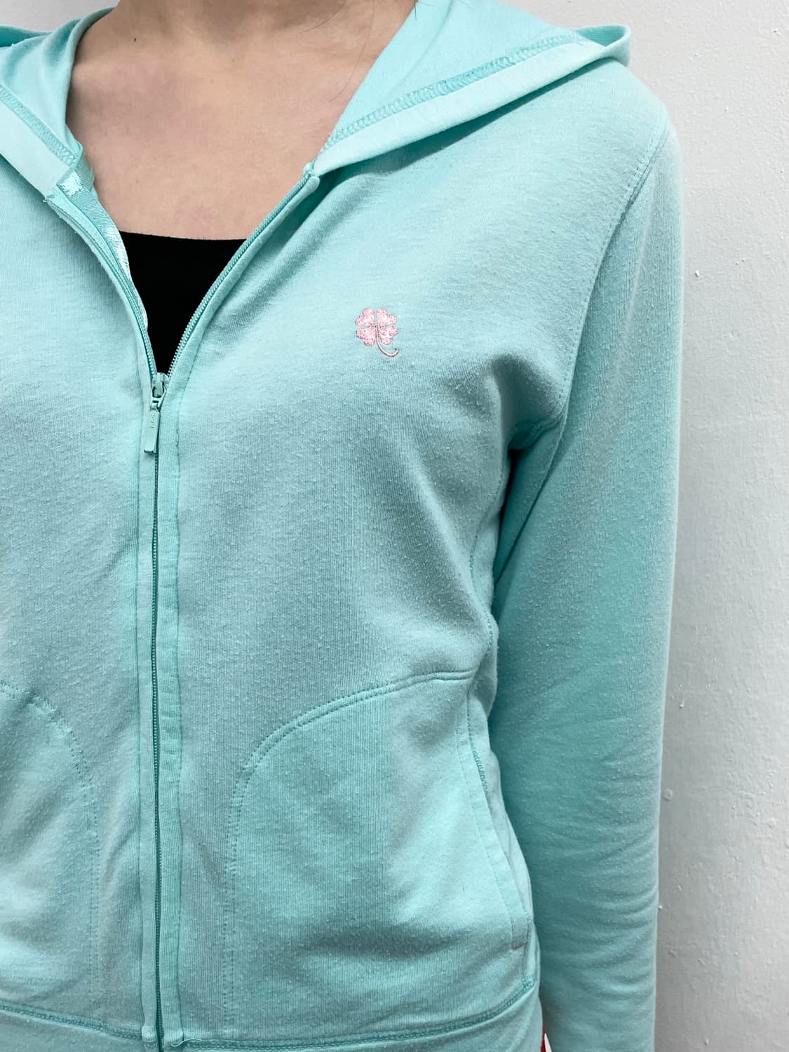 민트코어 키치 클로버 후드집업🩵 상품이미지3