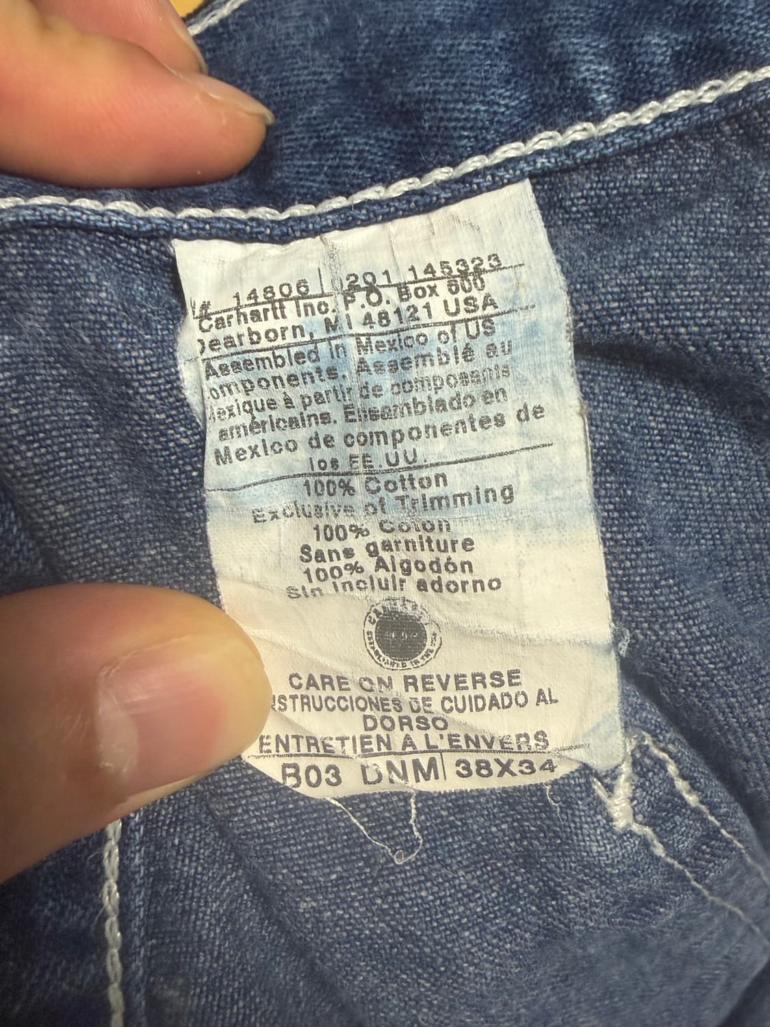 칼하트 데님싱글니카펜터팬츠 38x32 상품이미지4