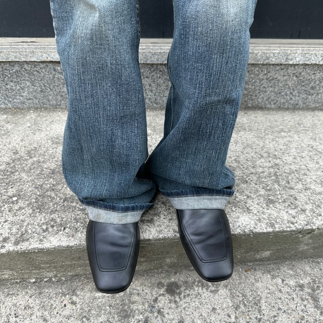 00s 빈티지 블랙 프라다 스포츠 스퀘어 토 로퍼 풀박스 상품이미지8