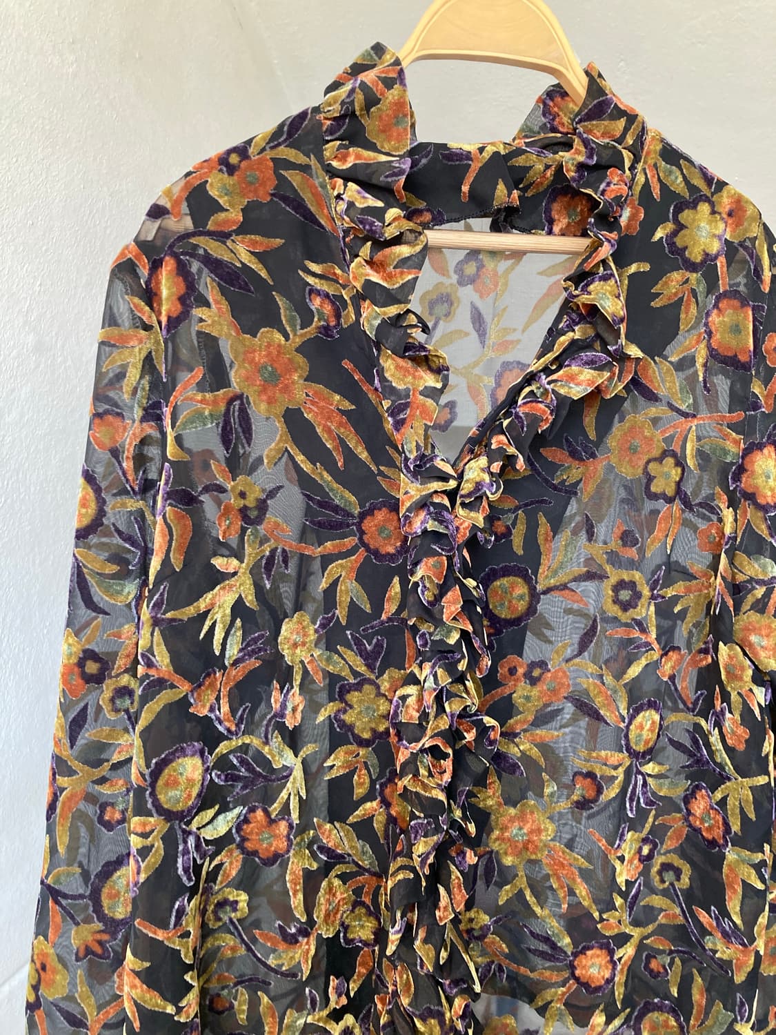 빈티지 플라워 벨벳 블라우스 상품이미지2