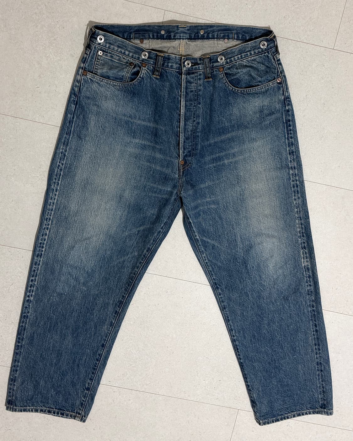 [34] 아프레쎄 no.22 워시드 와이드 데님 팬츠 인디고 상품이미지1