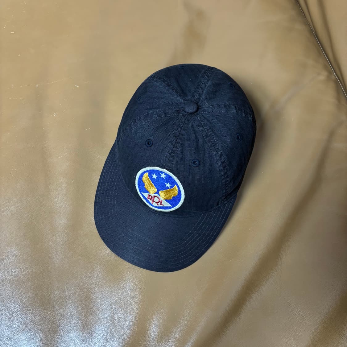 RRL 더블알엘 랄프로렌 폴로 윙로고 6패널 볼캡 모자 워시드 블랙 상품이미지5