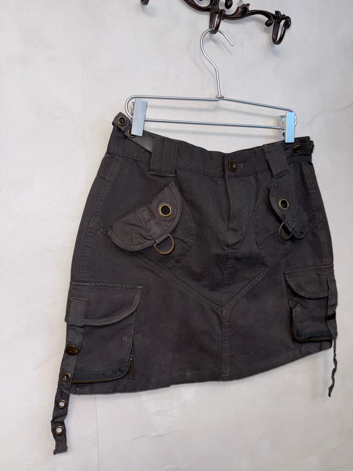 Deep charcoal brown pocket cargo mini sk 상품이미지2