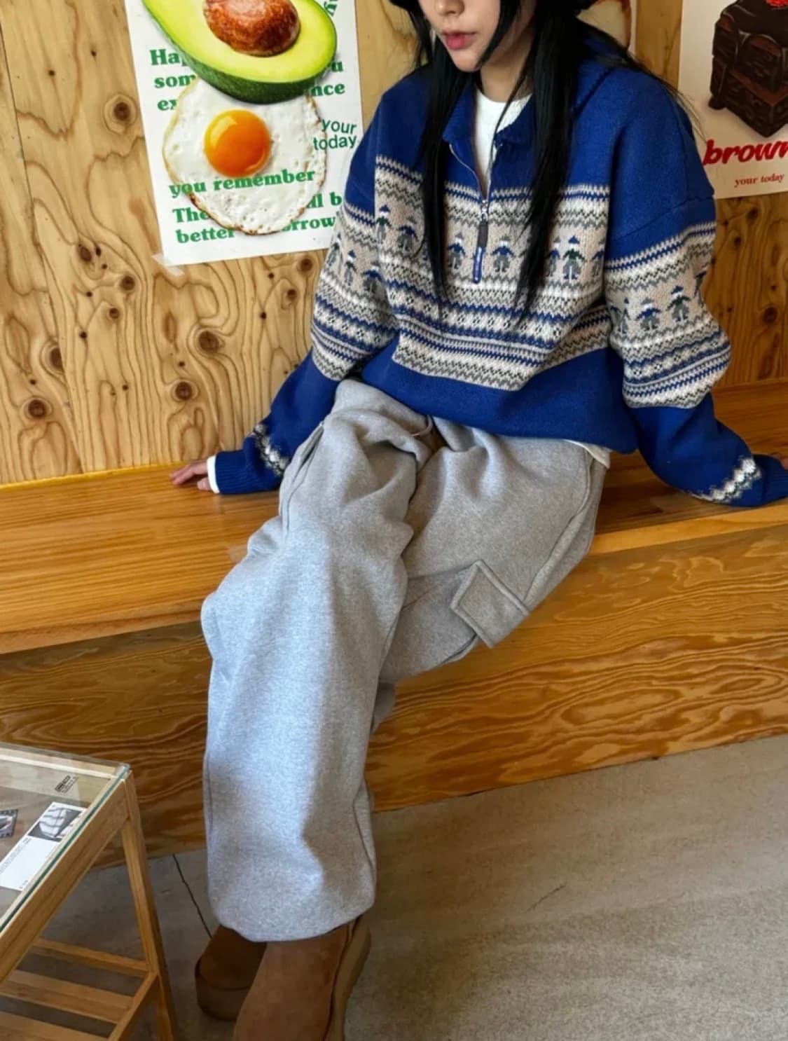 노르딕 패턴 반집업 니트 상품이미지2