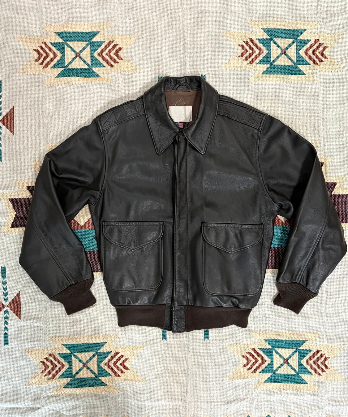 90s USA 쇼트 A2 레더자켓 상품이미지1