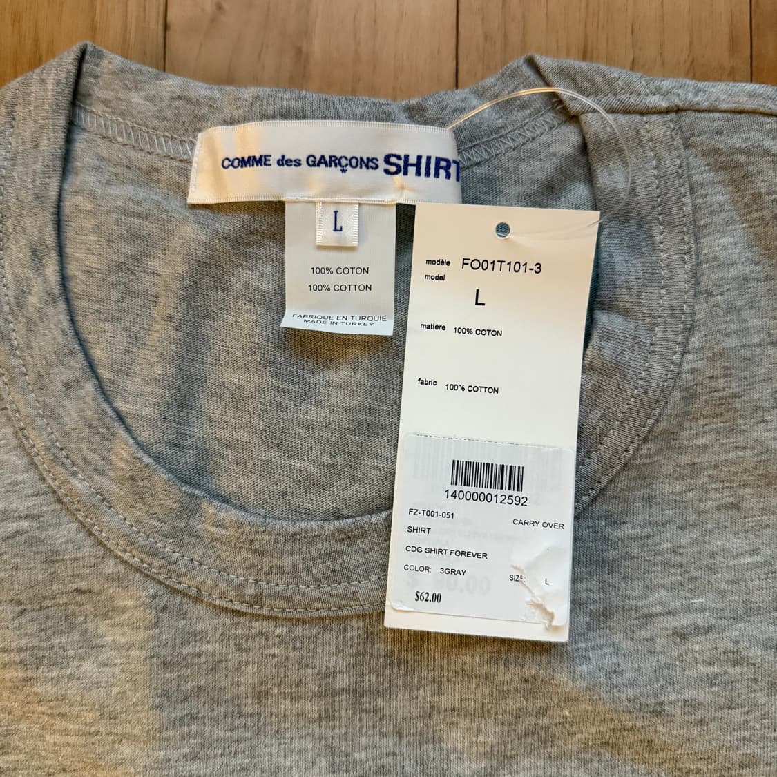 L 꼼데가르송 셔츠 포에버 롱슬리브 그레이 상품이미지2