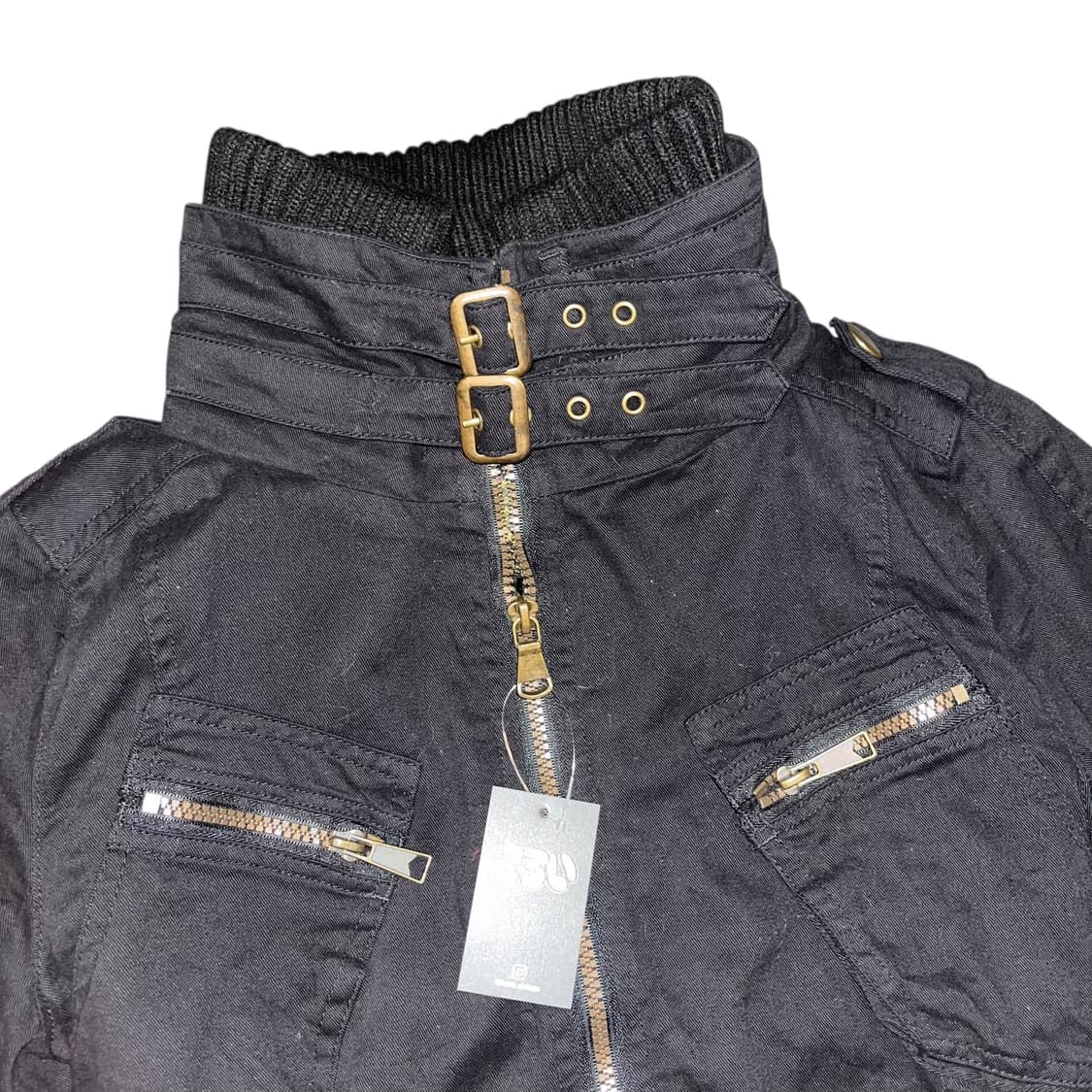 넥버클 니트소매 면자켓 y2k갸루펑크 상품이미지2