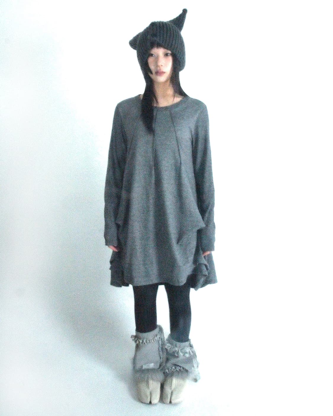 Custom🐾)Devil Cat-Ear grey knit binnie 상품이미지5