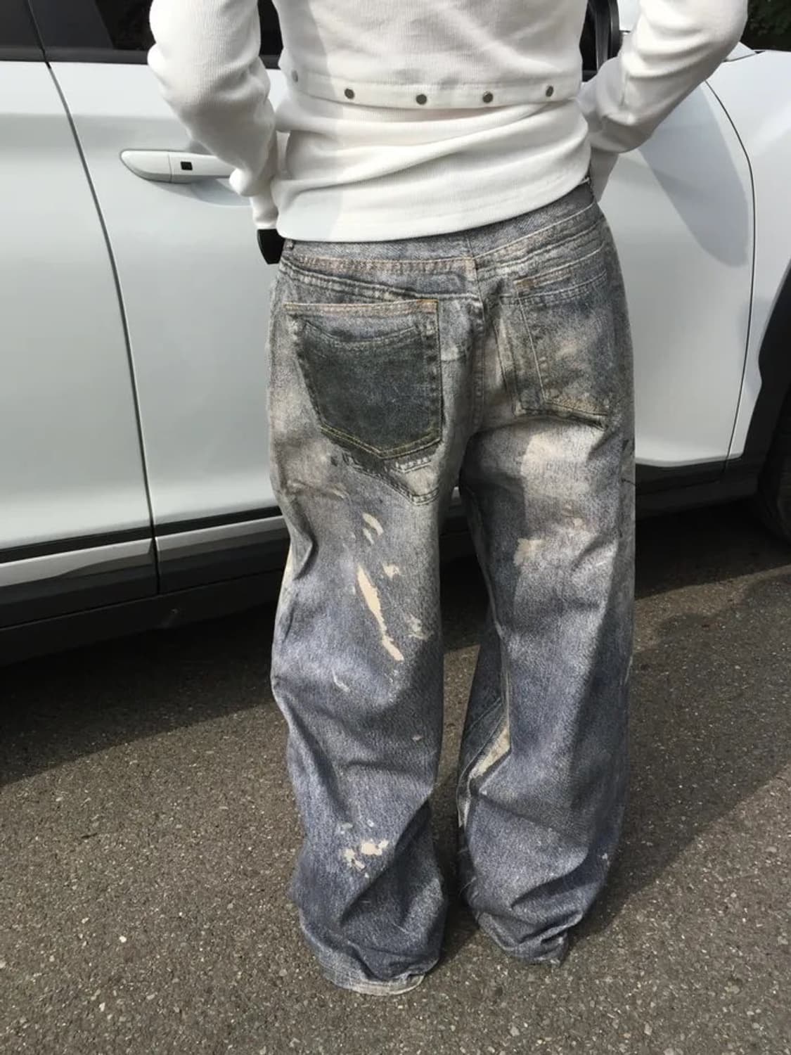 하이파이펑크 이네파블 페인팅 빈티지 워싱 팬츠 판매 상품이미지2