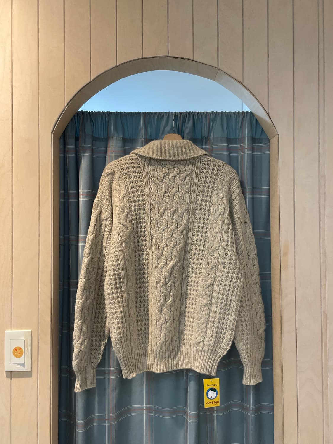 일본빈티지 카라버튼 케이블니트 상품이미지4