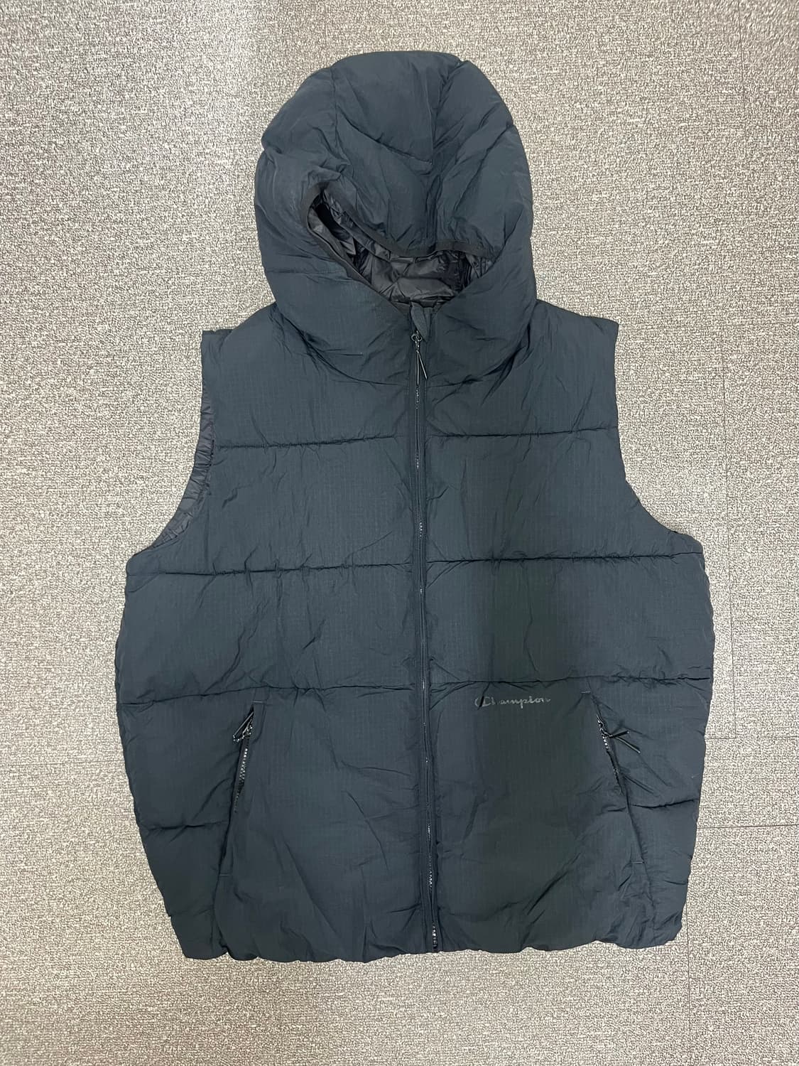 [M] 챔피온 후드 패딩 조끼 블랙 상품이미지2