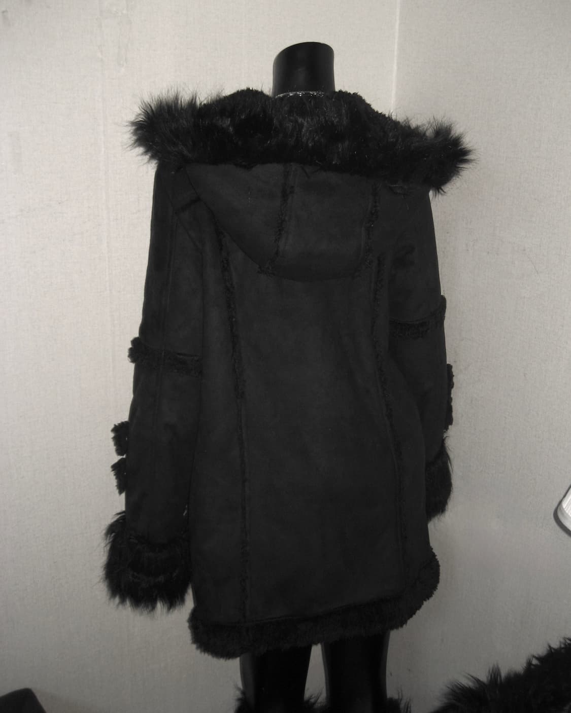 버클 퍼 후드 트리밍 코트 갸루 상품이미지5