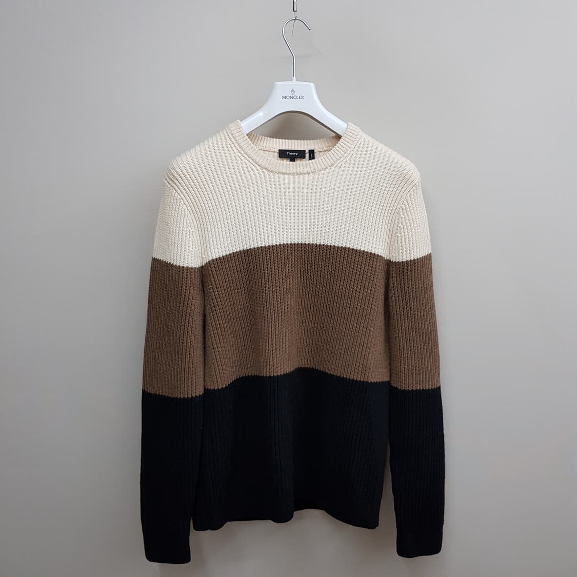 띠어리 THEORY 메리노울 100% 배색 니트 스웨터 L사이즈 상품이미지2