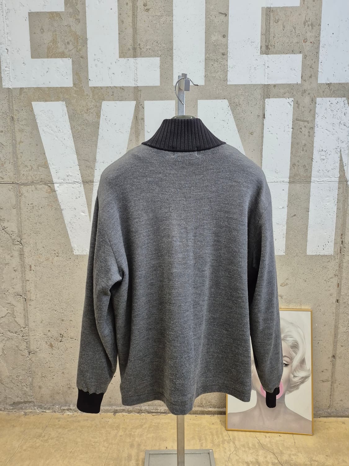 110)Black&White  방풍 니트 바람막이 집업(수납 상품이미지2