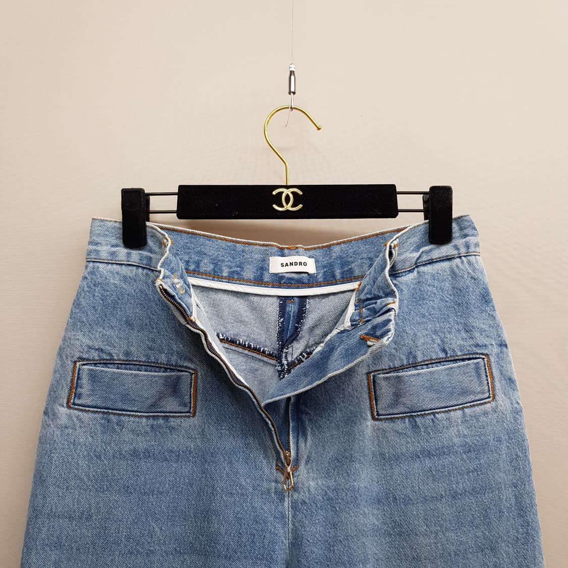 산드로 SANDRO 하이라이즈 와이드 데님 팬츠 38사이즈 상품이미지3