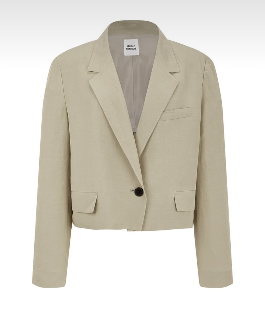 [Studio Tomboy]스튜디오톰보이 크롭 원버튼자켓(라이트베이지) 상품이미지1