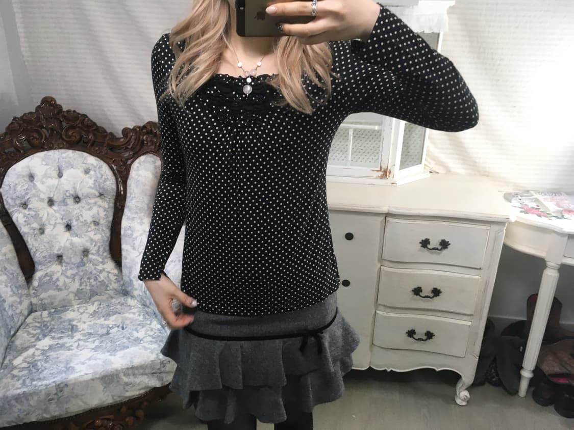  dot frill long sleeve top 상품이미지4