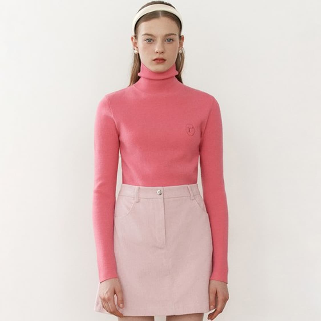 로라로라 핑크 터틀넥 골지니트 55~66 상품이미지1