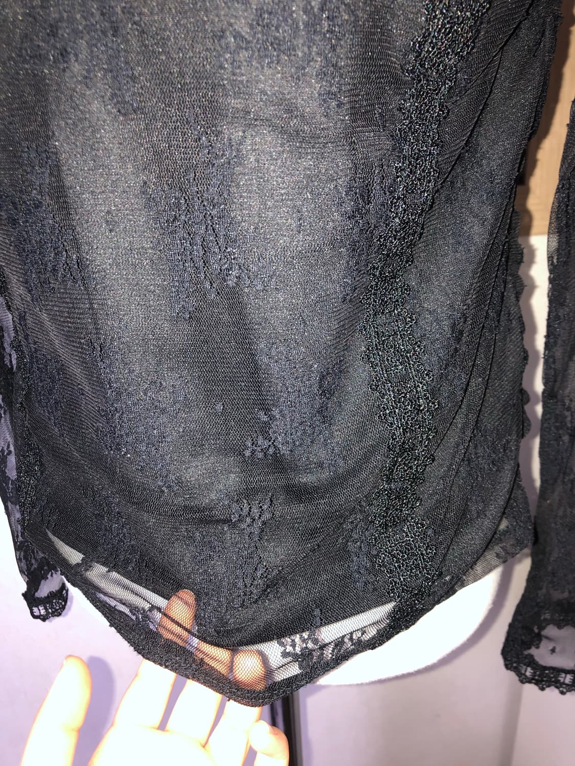 빈티지 레이스 시스루 자수 펀칭 긴팔 티셔츠 블라우스 상품이미지6