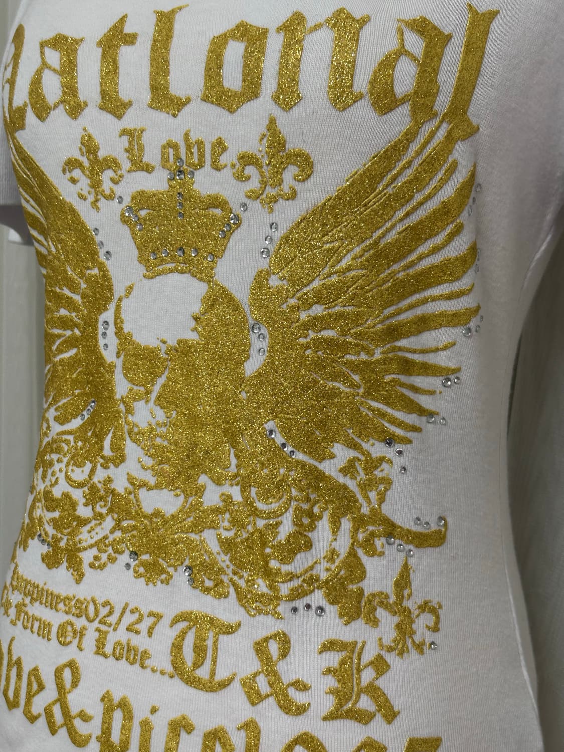 Garnet 골드윙 스컬 프린팅 큐빅 글리터 탑 상품이미지3