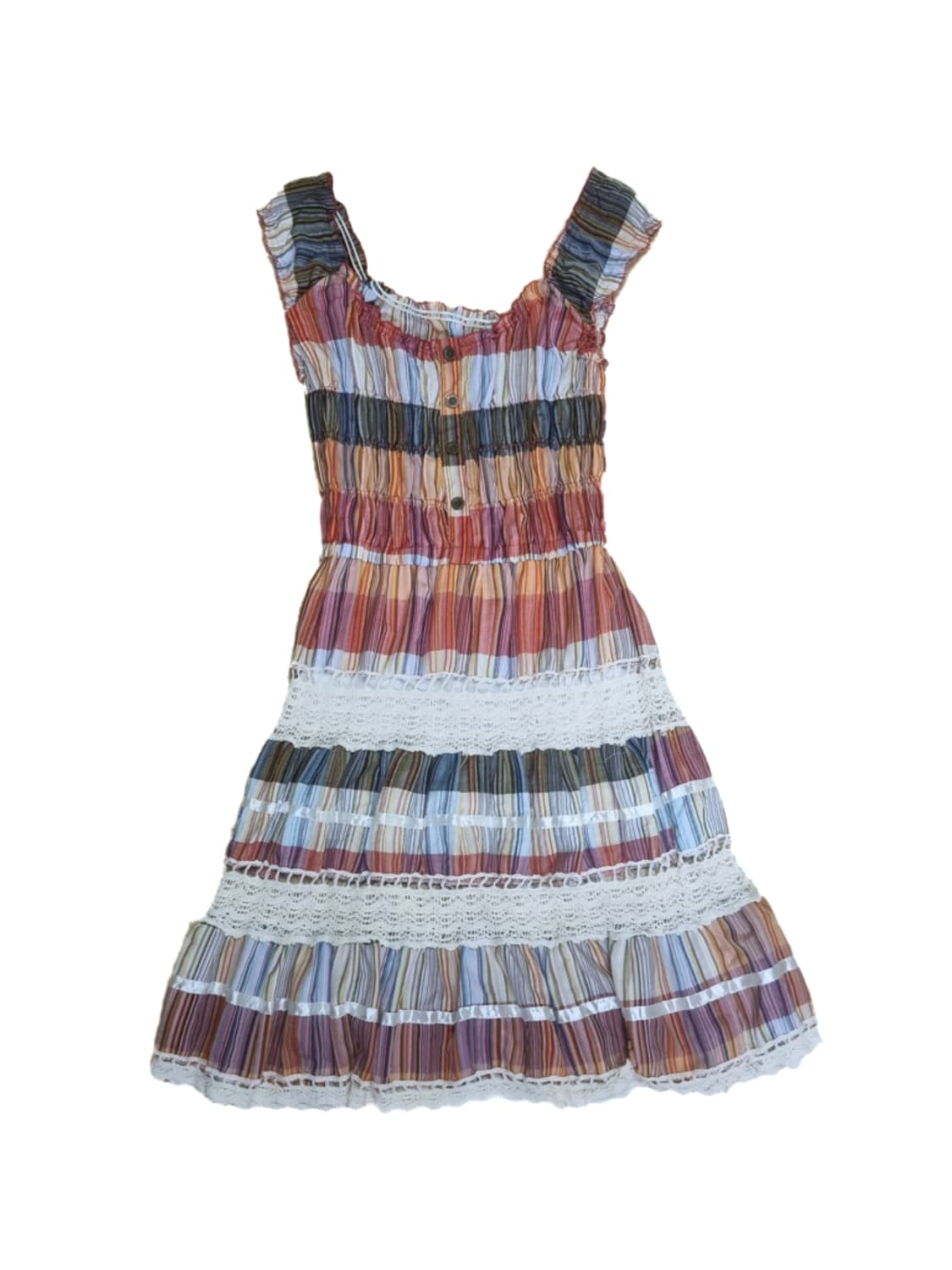 빈티니 패턴 체크 크로쉐 레이스 캉캉롱원피스 모리걸하구미히피오리엔탈페어리 상품이미지1