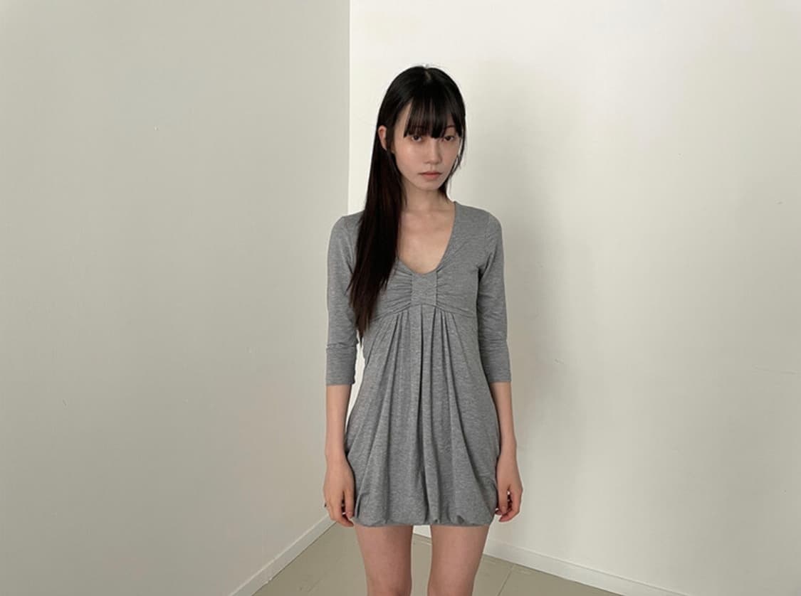 사토미라디오 Satomi Radio 리본 드레이프 져지 드레스 상품이미지1