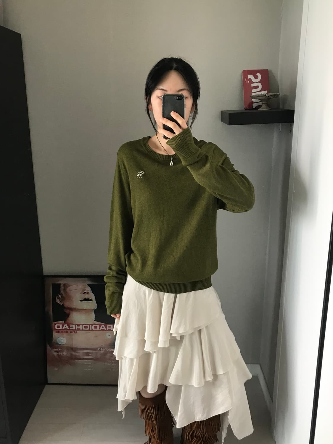 아베크롬비 산양 자수로고 카키 니트 상품이미지3