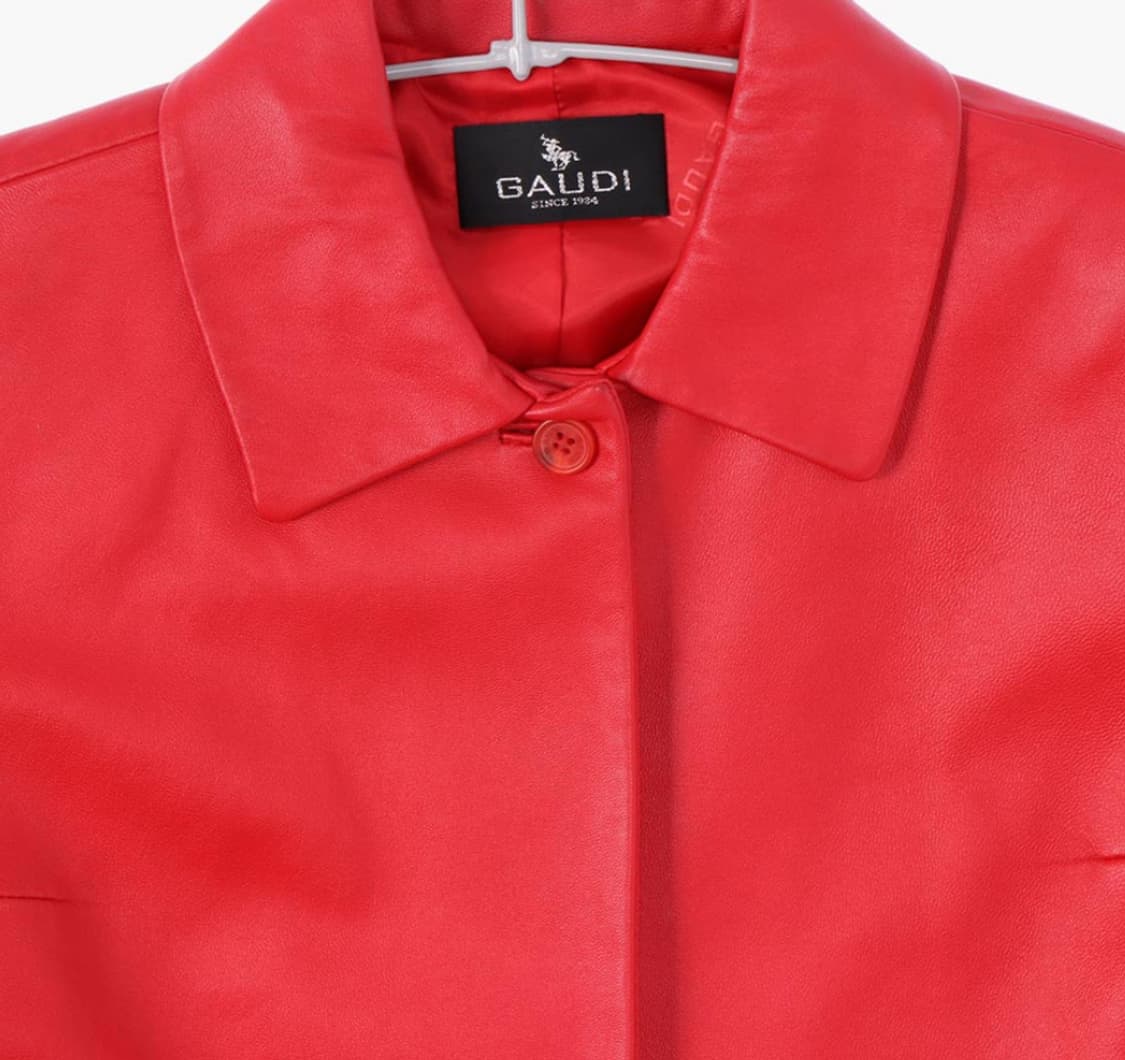 빈티지 리얼 레더 양가죽 레드 싱글 자켓 상품이미지2