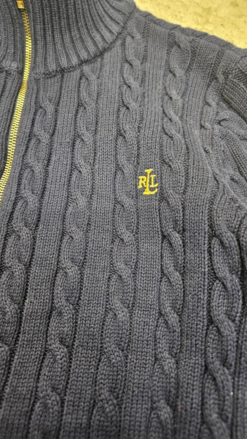 폴로 랄프로렌 케이블 니트 집업 네이비 S 상품이미지2