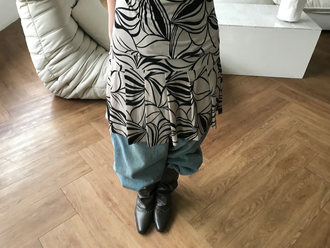 vintage pattern pleats one-piece 상품이미지4