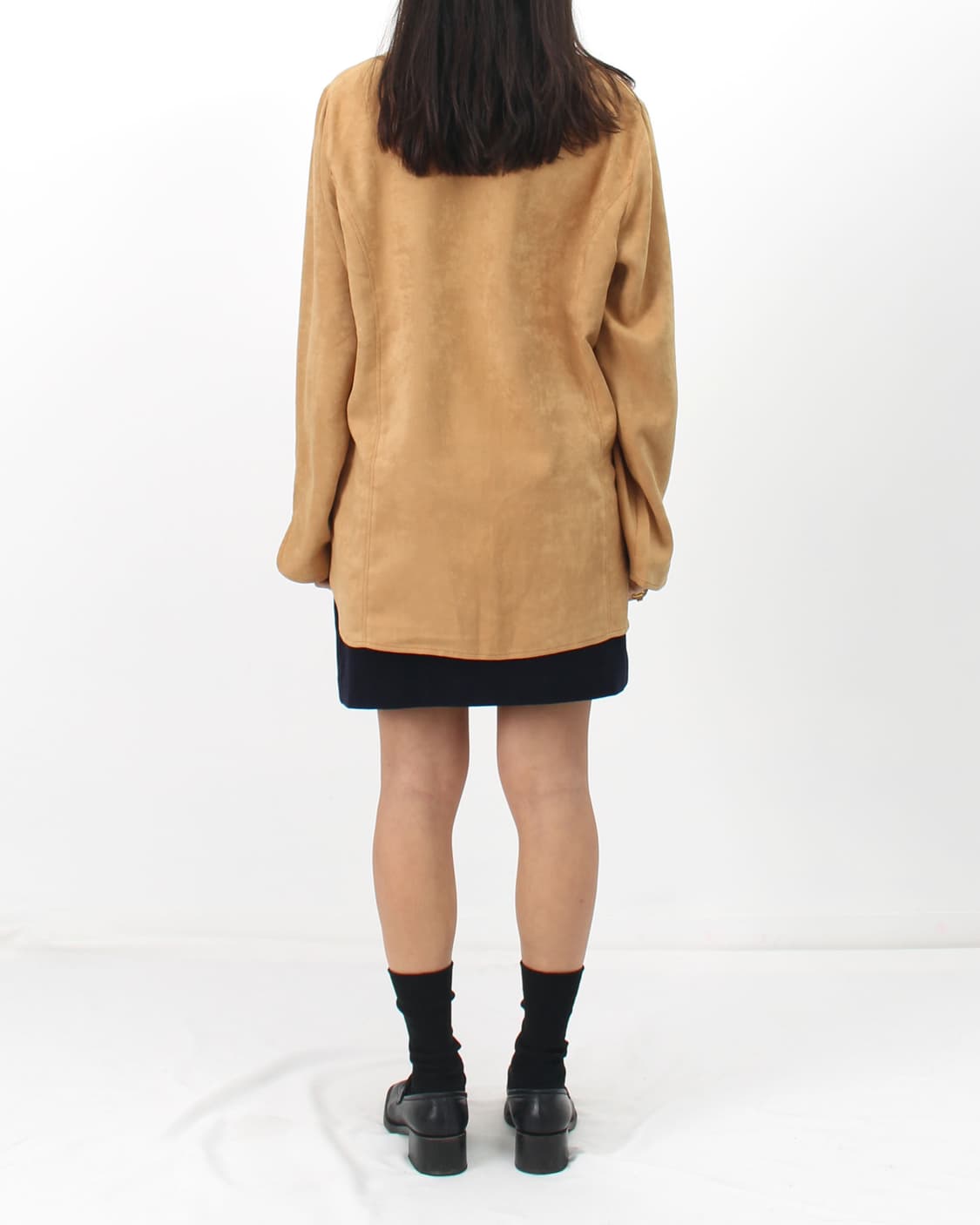 일본 빈티지 에스닉 스웨이드 베이지 라운드 넥 자수 블라우스 상품이미지9