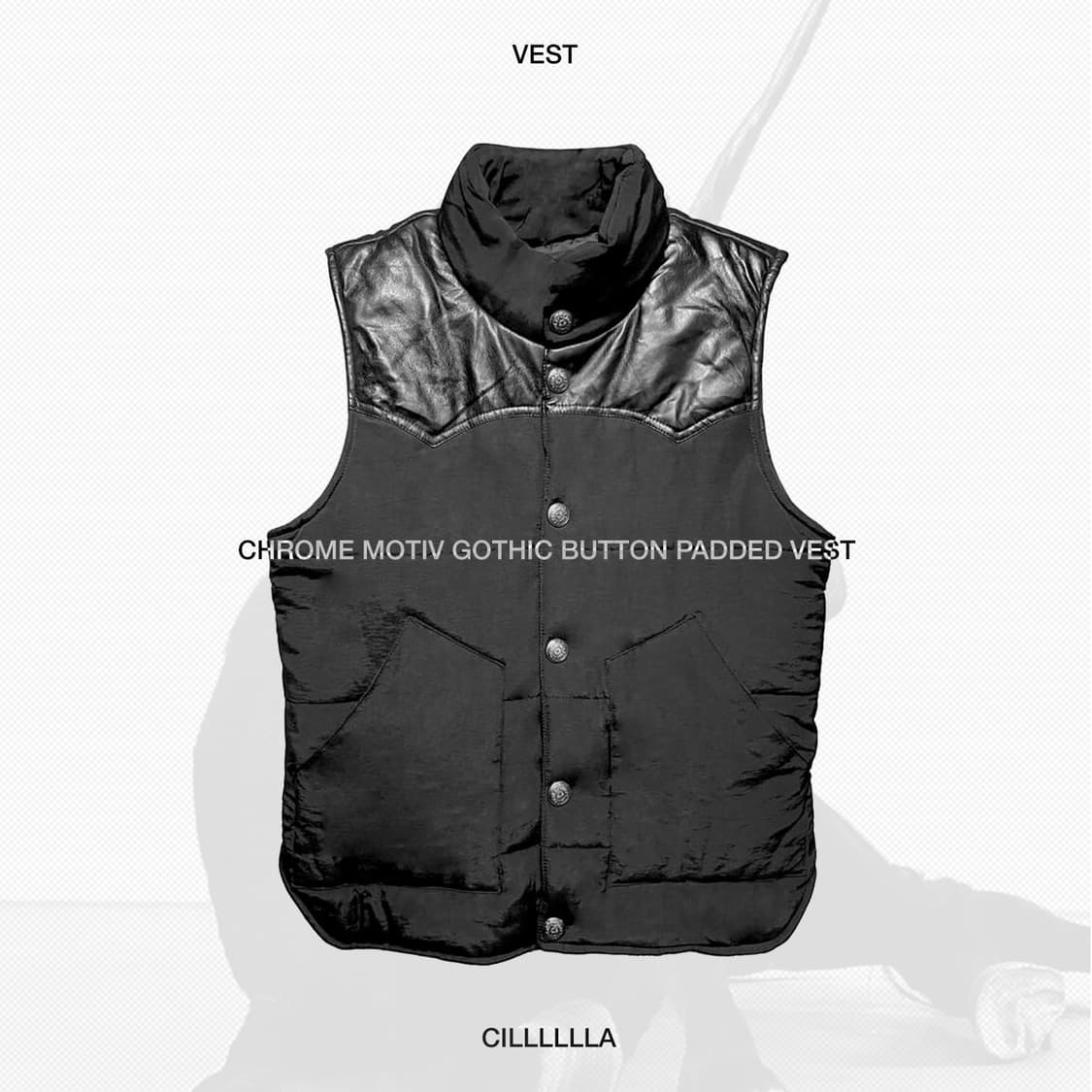 Chromehearts motiv 크롬하츠 모티브고딕 버튼 패딩조끼 상품이미지1