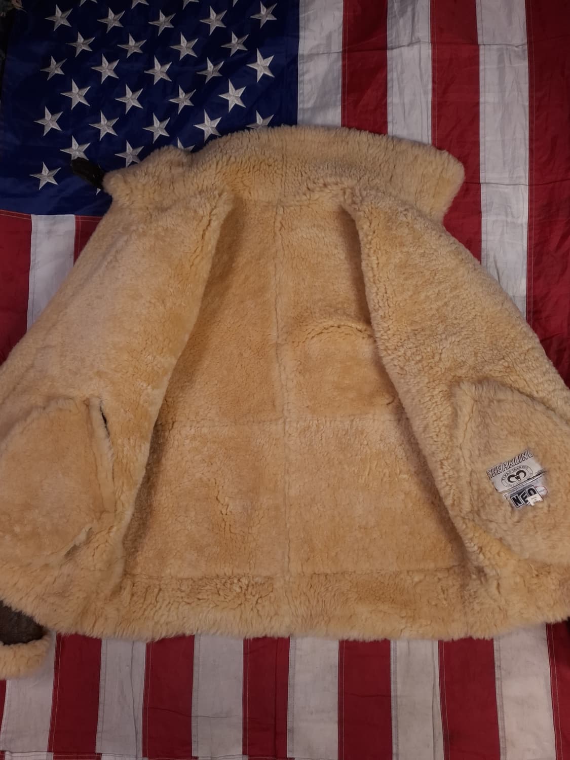 90"s 국내산 미공군 B-3 TYPE 천연가죽 항공 폭격기 무스탕 상품이미지5