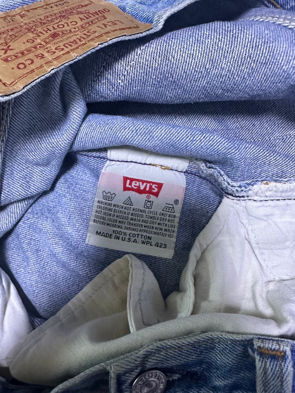 [35x33] 90s 리바이스 501xx 연청 데님 팬츠 상품이미지5